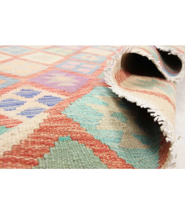 200x145 cm Hand Woven Afghan Wool Kilim Area Rug