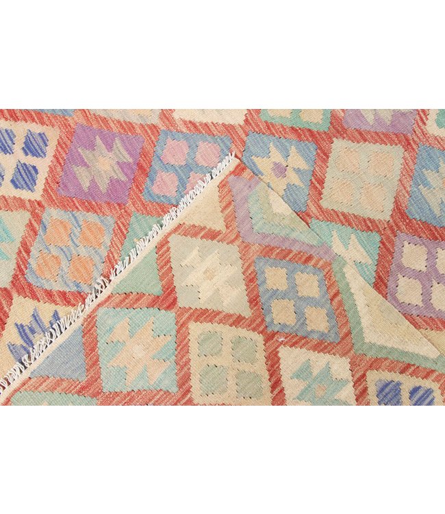 200x145 cm Handgemaakt Oosters Kelim Wol Vloerkleed