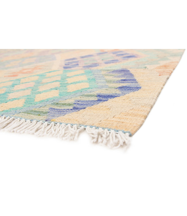 194x152 cm Hand Woven Afghan Wool Kilim Area Rug