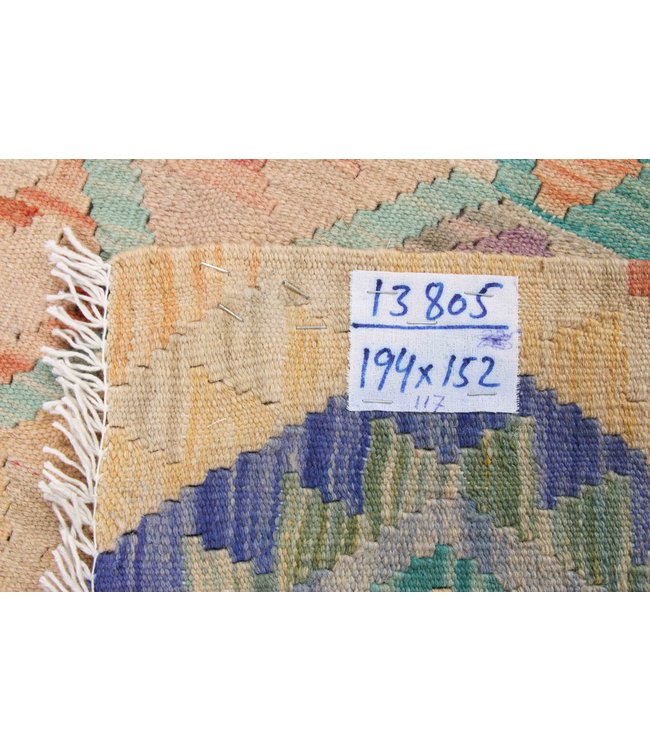 194x152 cm Handgewebte Orientalisch Wolle Kelim Teppich