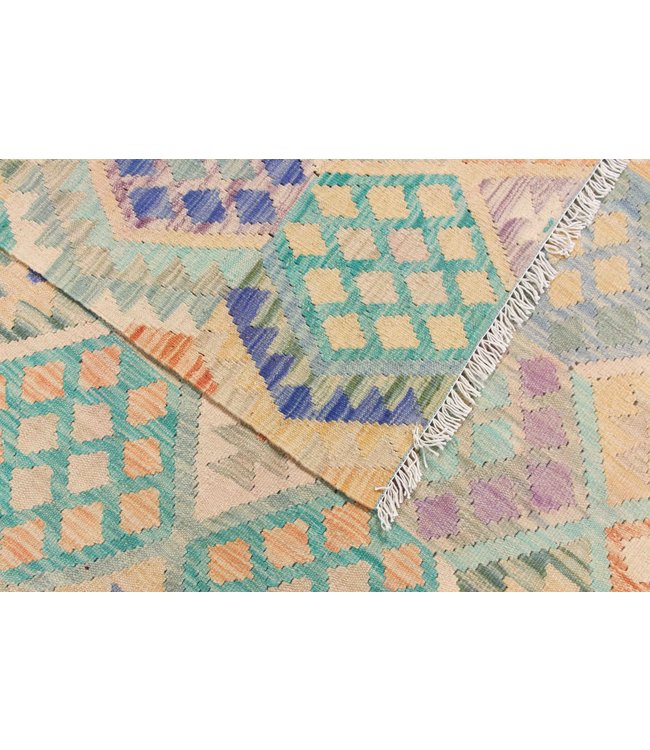 194x152 cm Handgewebte Orientalisch Wolle Kelim Teppich