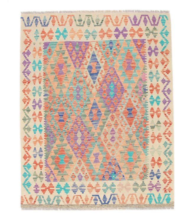 199x155 cm Hand Woven Afghan Wool Kilim Area Rug