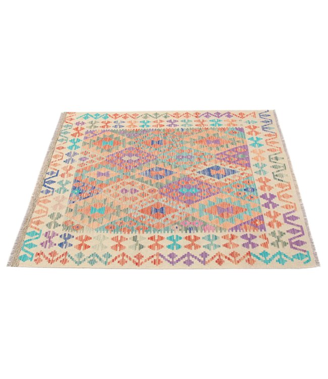 199x155 cm Handgewebte Orientalisch Wolle Kelim Teppich