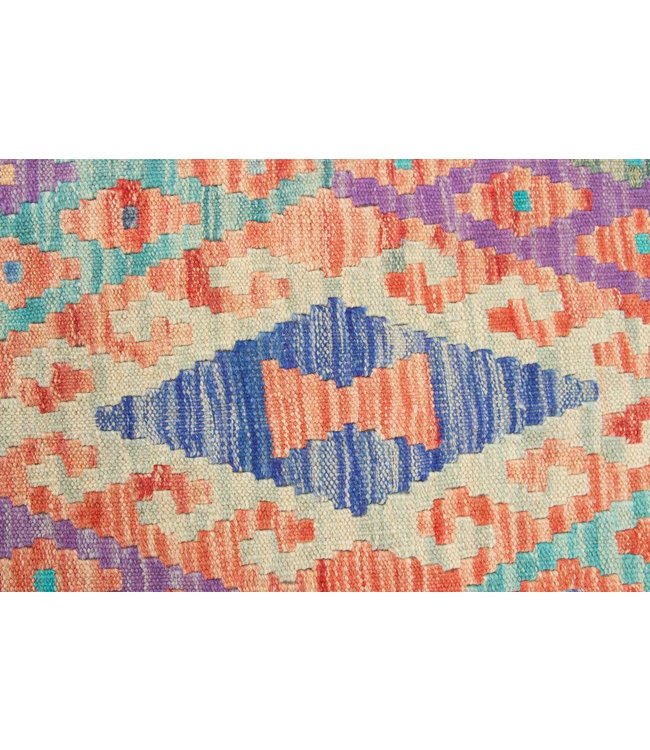 199x155 cm Handgemaakt Oosters Kelim Wol Vloerkleed