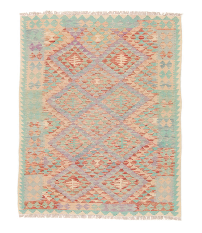 191x152 cm Hand Woven Afghan Wool Kilim Area Rug