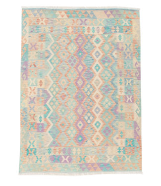 196x148 cm Hand Woven Afghan Wool Kilim Area Rug