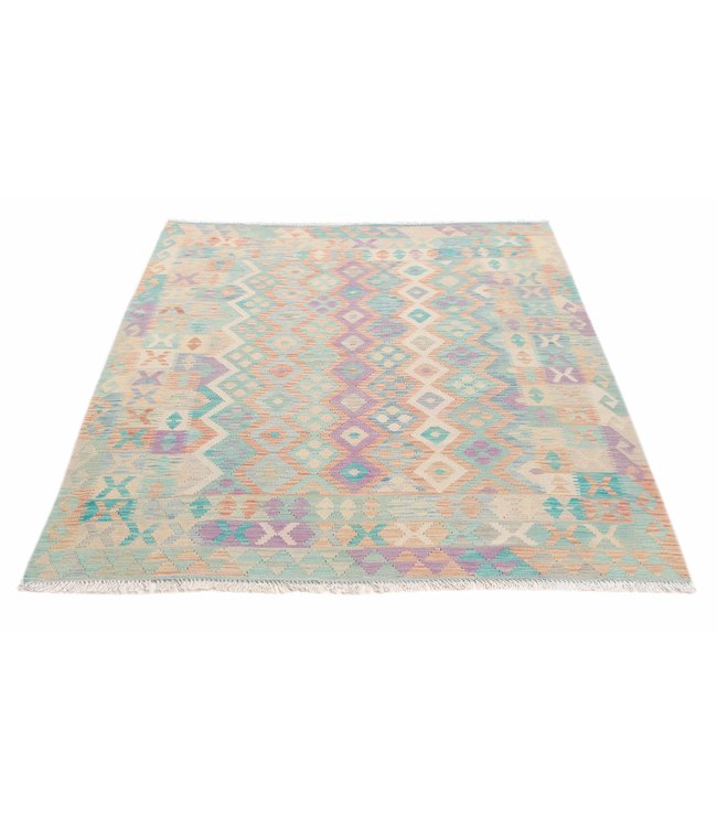 196x148 cm Hand Woven Afghan Wool Kilim Area Rug