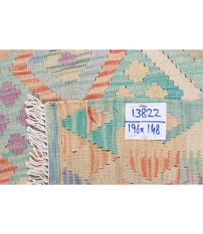 196x148 cm Hand Woven Afghan Wool Kilim Area Rug