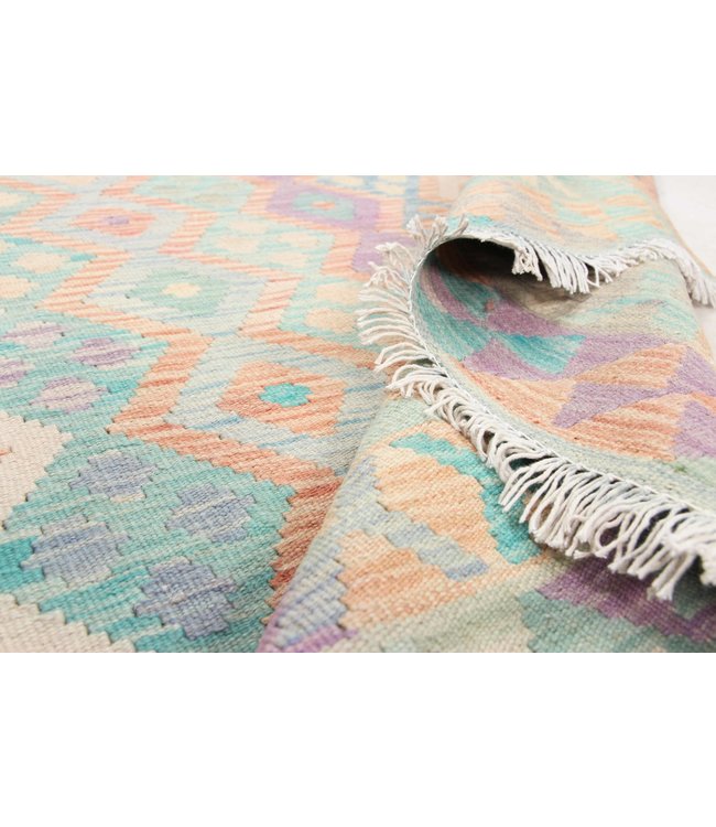 196x148 cm Hand Woven Afghan Wool Kilim Area Rug