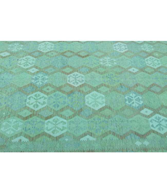 Handgemaakt Oosters Kelim Wol Vloerkleed 304x206 cm