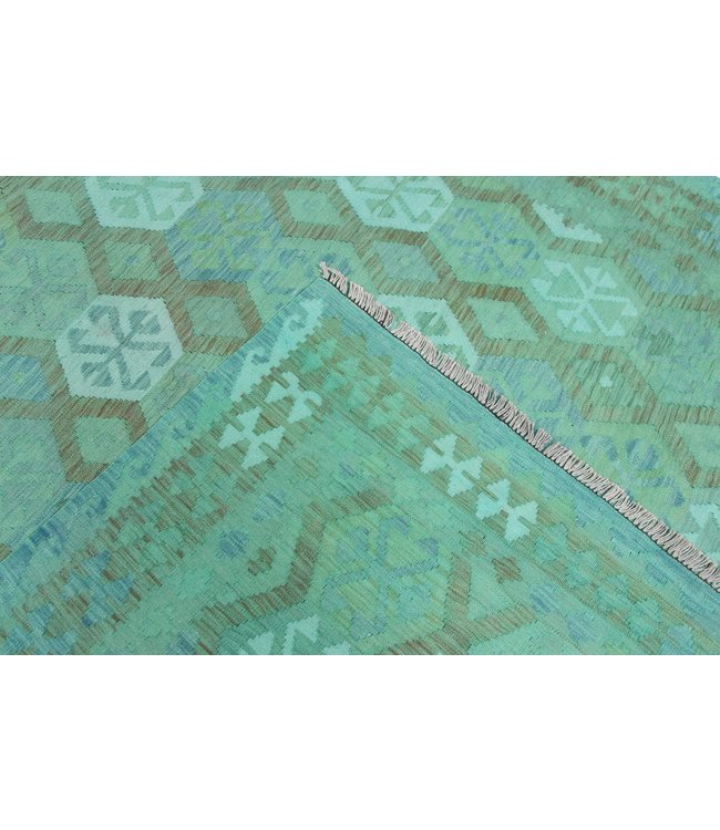 Handgemaakt Oosters Kelim Wol Vloerkleed 304x206 cm