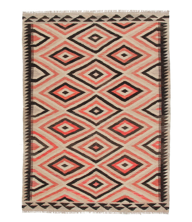 201x144 cm Hand Woven Afghan Wool Kilim Area Rug