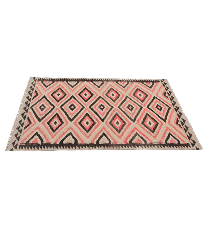 201x144 cm Hand Woven Afghan Wool Kilim Area Rug