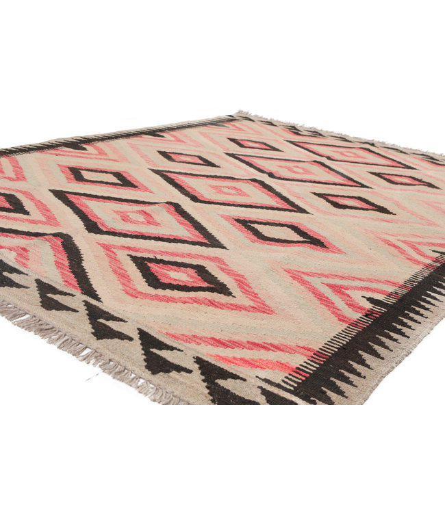 198x150 cm Hand Woven Afghan Wool Kilim Area Rug