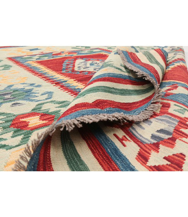 207x153 cm Handgewebte Orientalisch Wolle Kelim Teppich