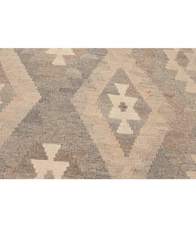 202x151 cm Hand Woven Brown Wool Kilim Area Rug