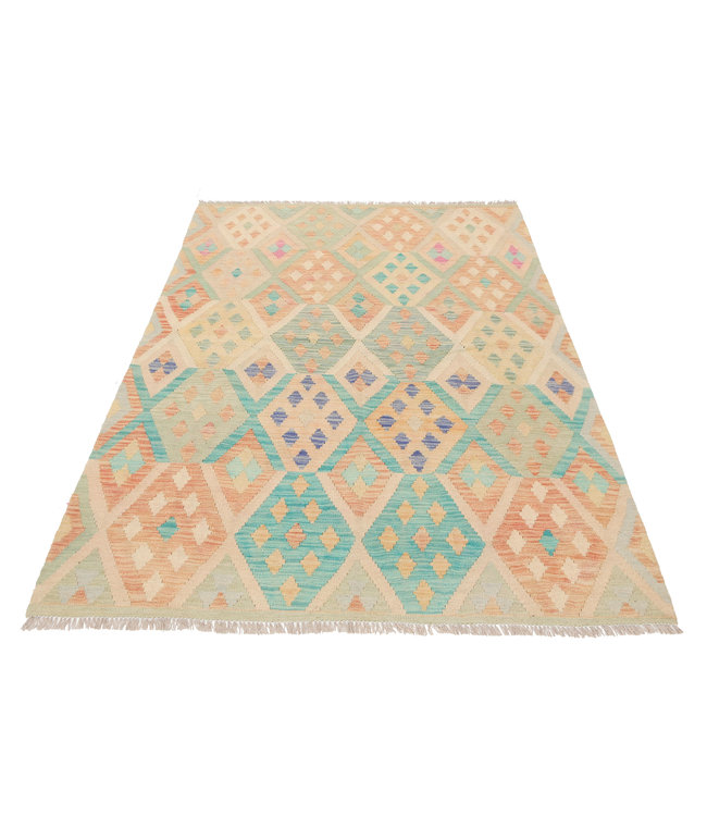 214x152 cm Hand Woven Afghan Wool Kilim Area Rug