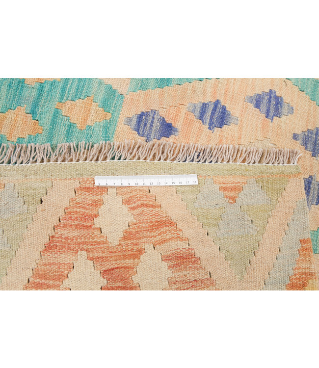 214x152 cm Handgemaakt Oosters Kelim Wol Vloerkleed