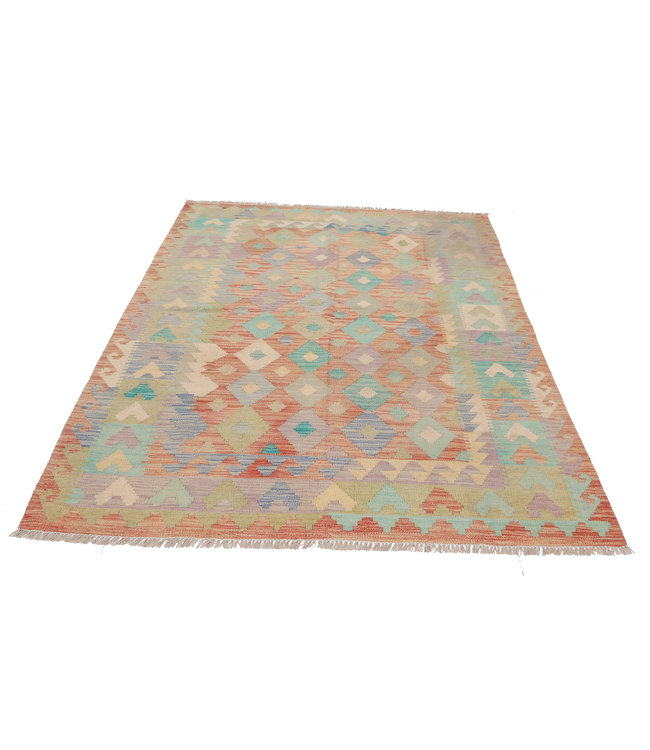 198x151 cm Handgewebte Orientalisch Wolle Kelim Teppich