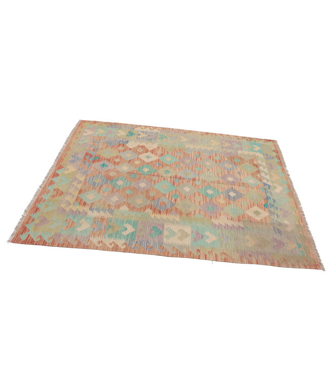 198x151 cm Hand Woven Afghan Wool Kilim Area Rug