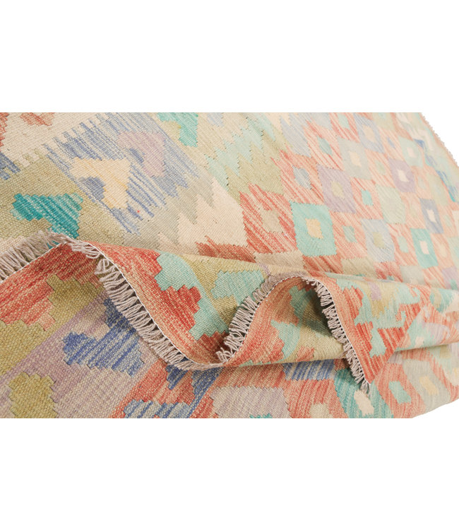 198x151 cm Handgewebte Orientalisch Wolle Kelim Teppich