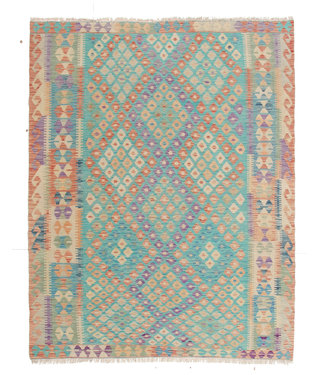 196x165 cm Hand Woven Afghan Wool Kilim Area Rug