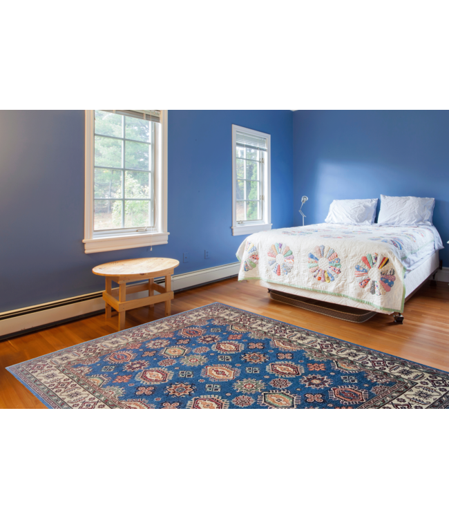 Blue Hand knotted 10'x8'2 wool kazak area rug 305x250 cm Oriental carpet