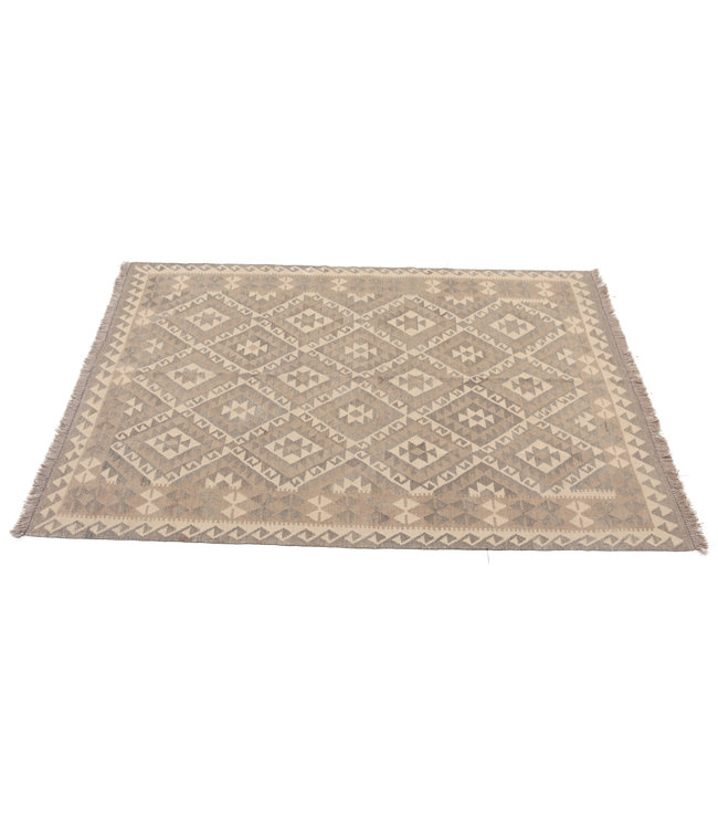 197x150 cm Handgewebte Braun Wolle Kelim Teppich