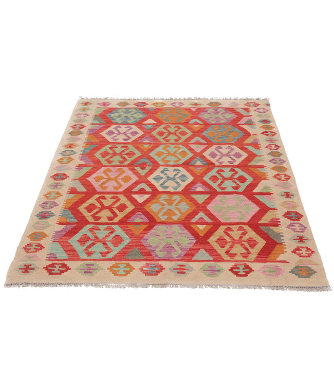 189x150 cm Handgewebte Orientalisch Wolle Kelim Teppich