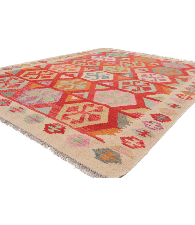 189x150 cm Hand Woven Afghan Wool Kilim Area Rug
