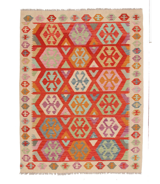 189x150 cm Handgewebte Orientalisch Wolle Kelim Teppich