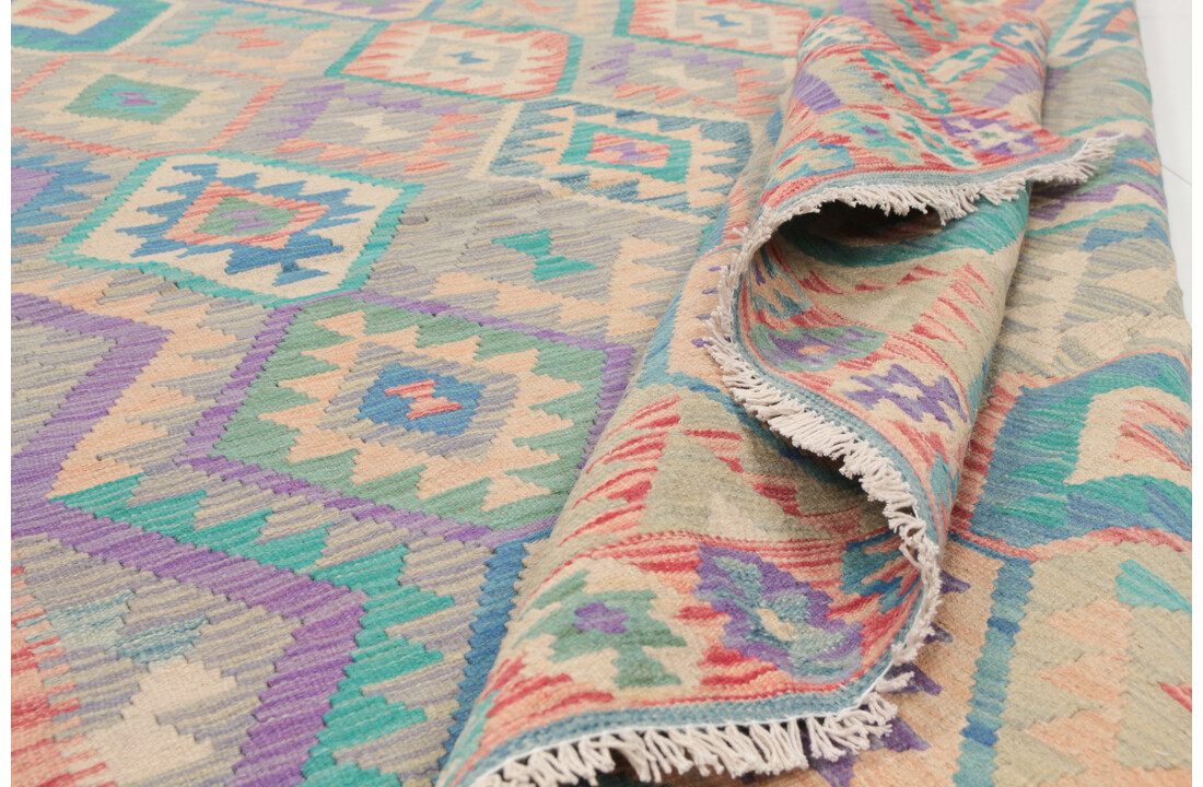210x170 cm Handgemaakt Wol Kelim Kleed Oosters Tapijt