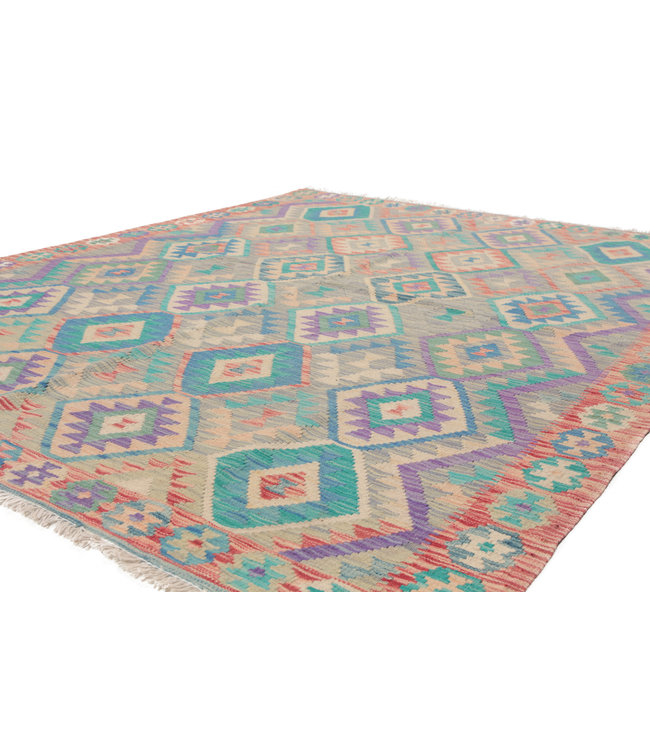 210x170 cm Hand Woven Afghan Wool Kilim Area Rug