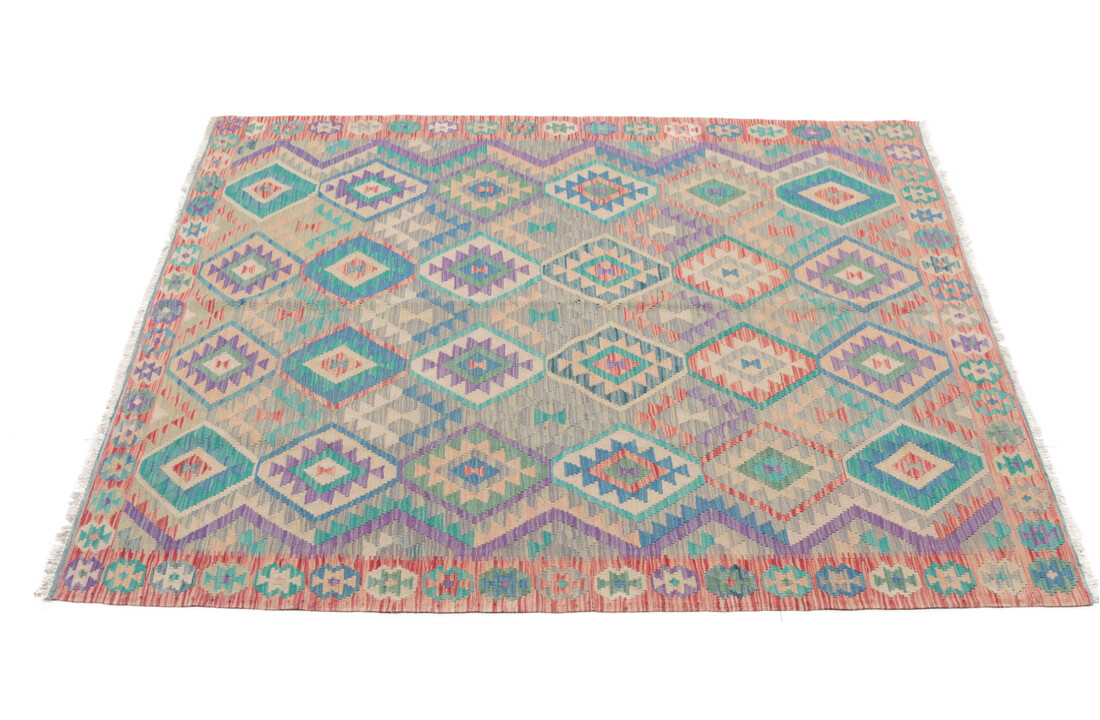 210x170 cm Handgemaakt Wol Kelim Kleed Oosters Tapijt
