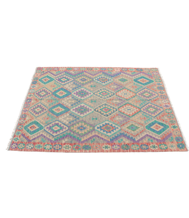 210x170 cm Hand Woven Afghan Wool Kilim Area Rug