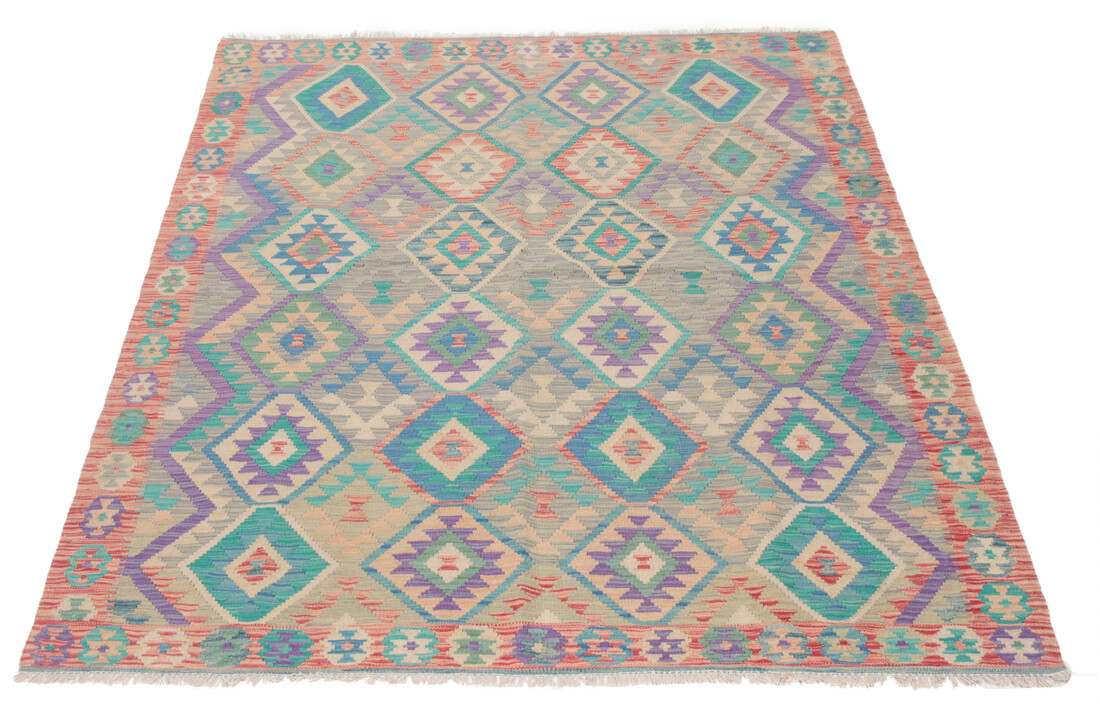 210x170 cm Handgemaakt Wol Kelim Kleed Oosters Tapijt
