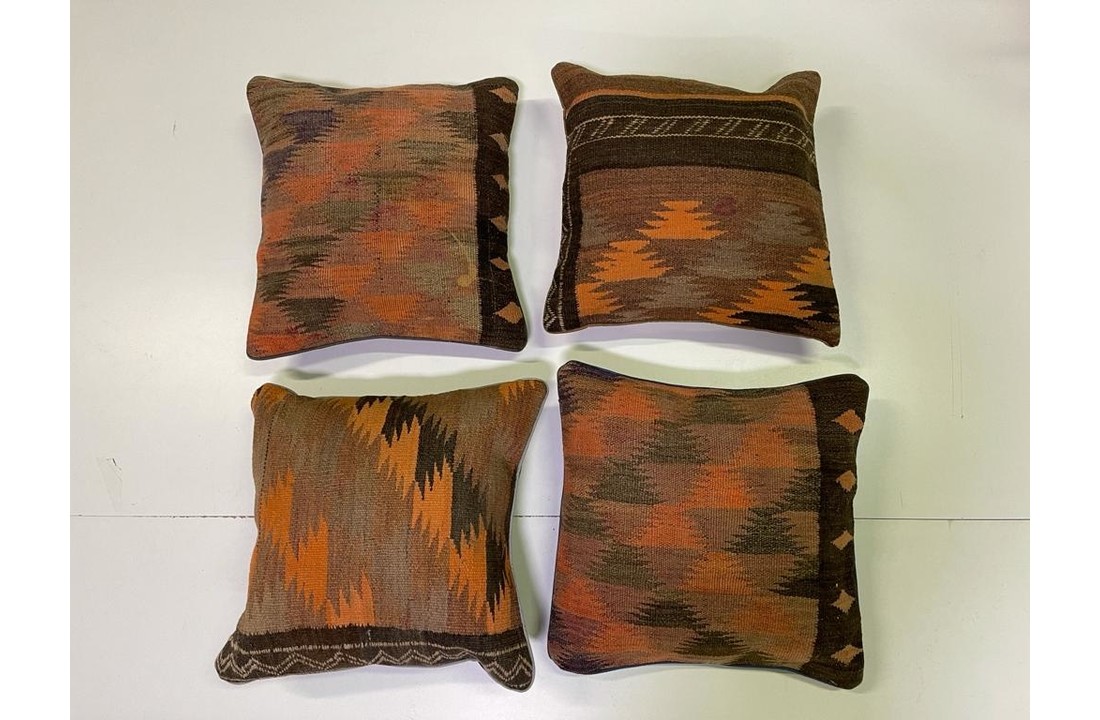 4x unike vintage kelim kussens met vulling ca 45x45 cm