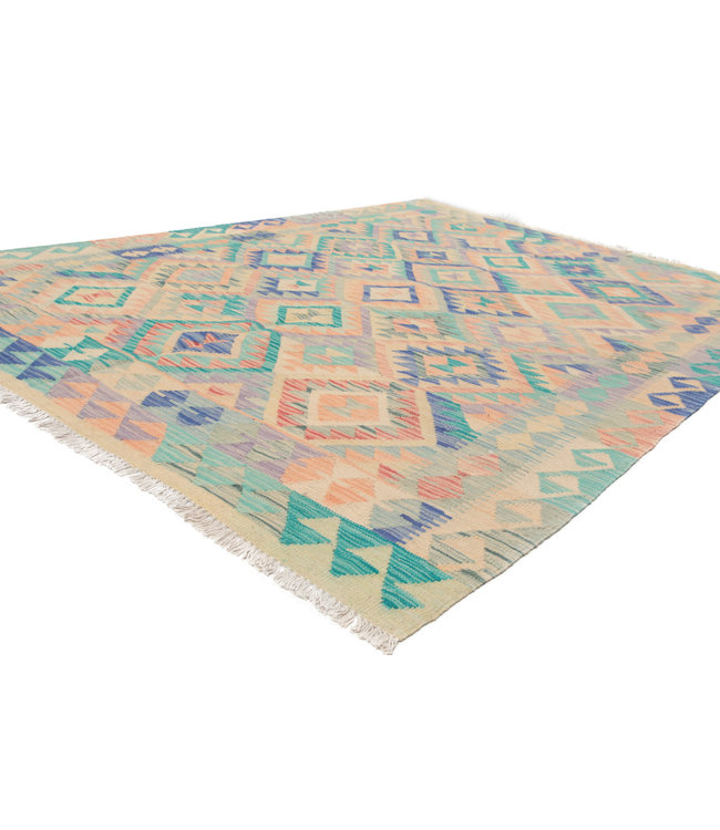 210x152 cm Handgemacht Wolle Kelim Teppich Orientteppich