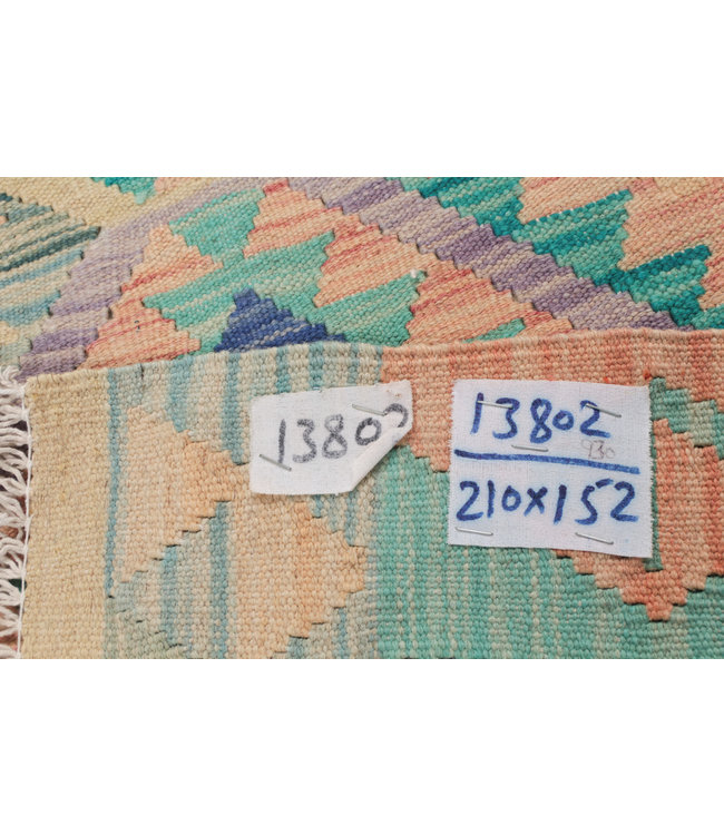 210x152 cm Handmade Afghan Kilim Area Rug Wool Carpet