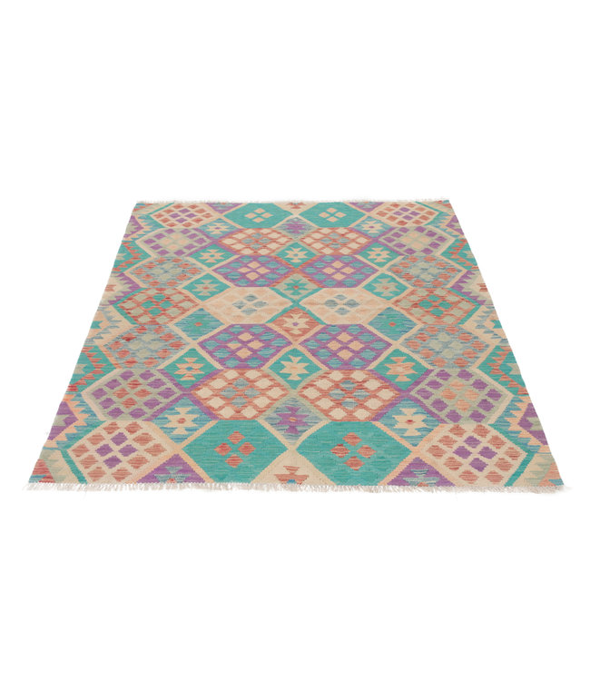 188x150 cm Handmade Afghan Kilim Area Rug Wool Carpet