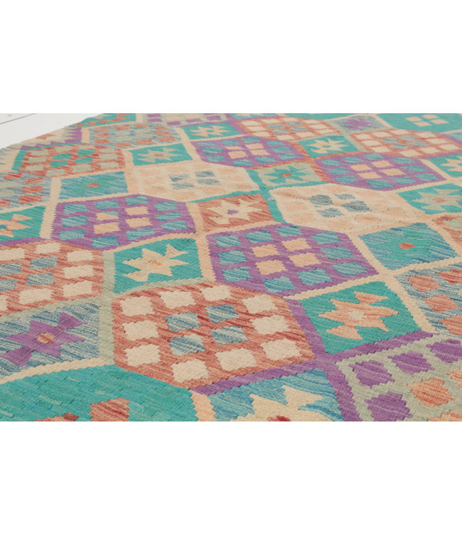 188x150 cm Handgemacht Wolle Kelim Teppich Orientteppich