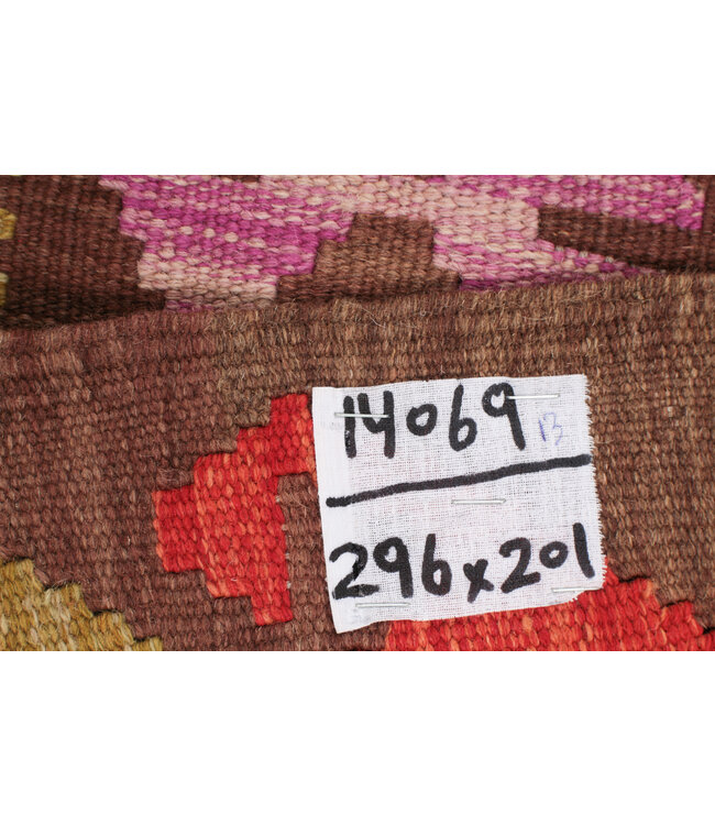 296x201 cm Handgemacht Wolle Kelim Teppich Orientteppich