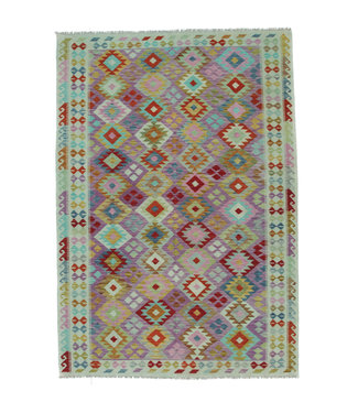 295x200 cm Handmade Afghan Kilim Area Rug Wool Carpet