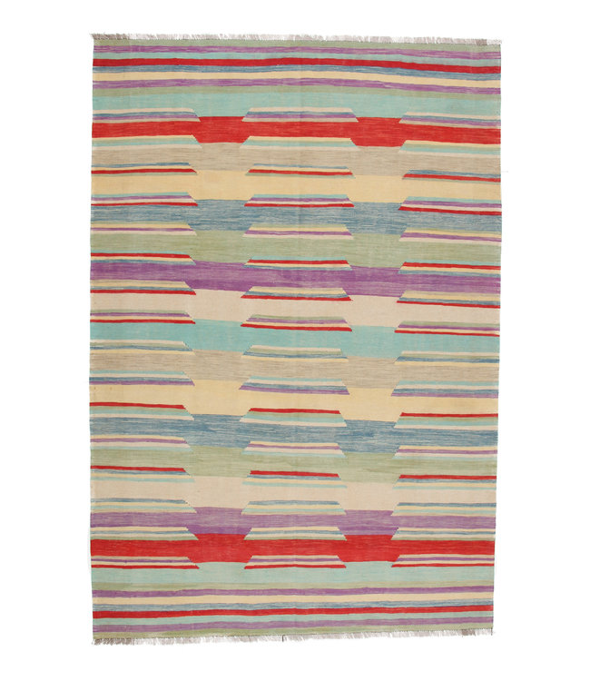 299x199 cm Handmade Afghan Kilim Area Rug Wool Carpet