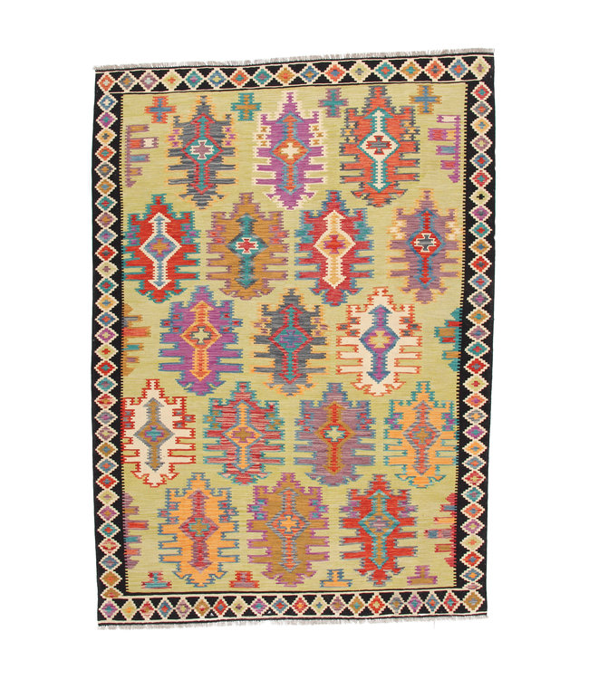 294x201 cm Handmade Afghan Kilim Area Rug Wool Carpet