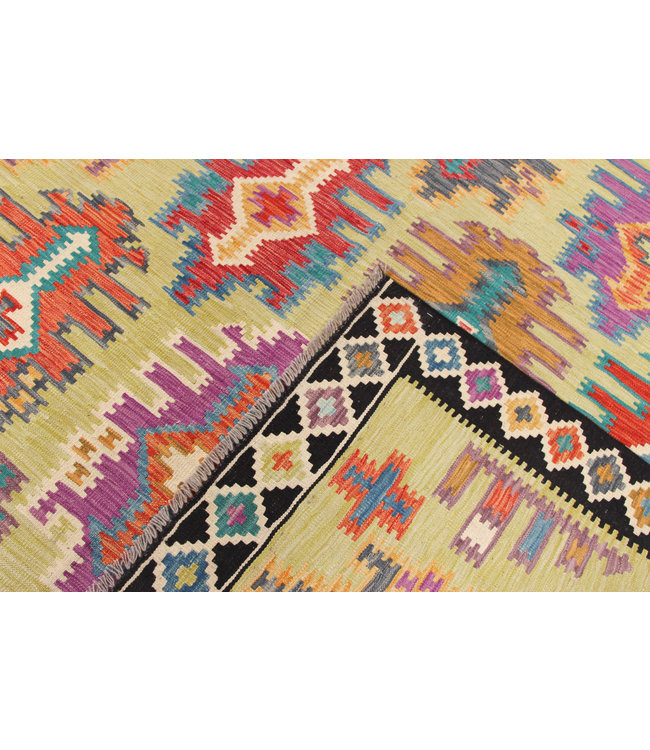 294x201 cm Handmade Afghan Kilim Area Rug Wool Carpet