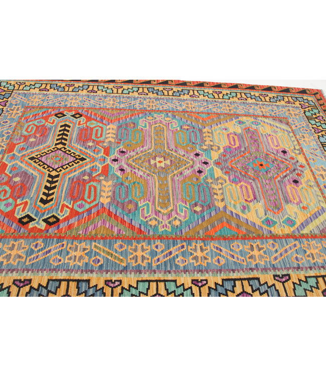 293x203 cm Handmade Afghan Kilim Area Rug Wool Carpet