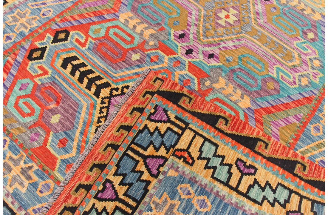 293x203 cm Handgemacht Wolle Kelim Teppich Orientteppich