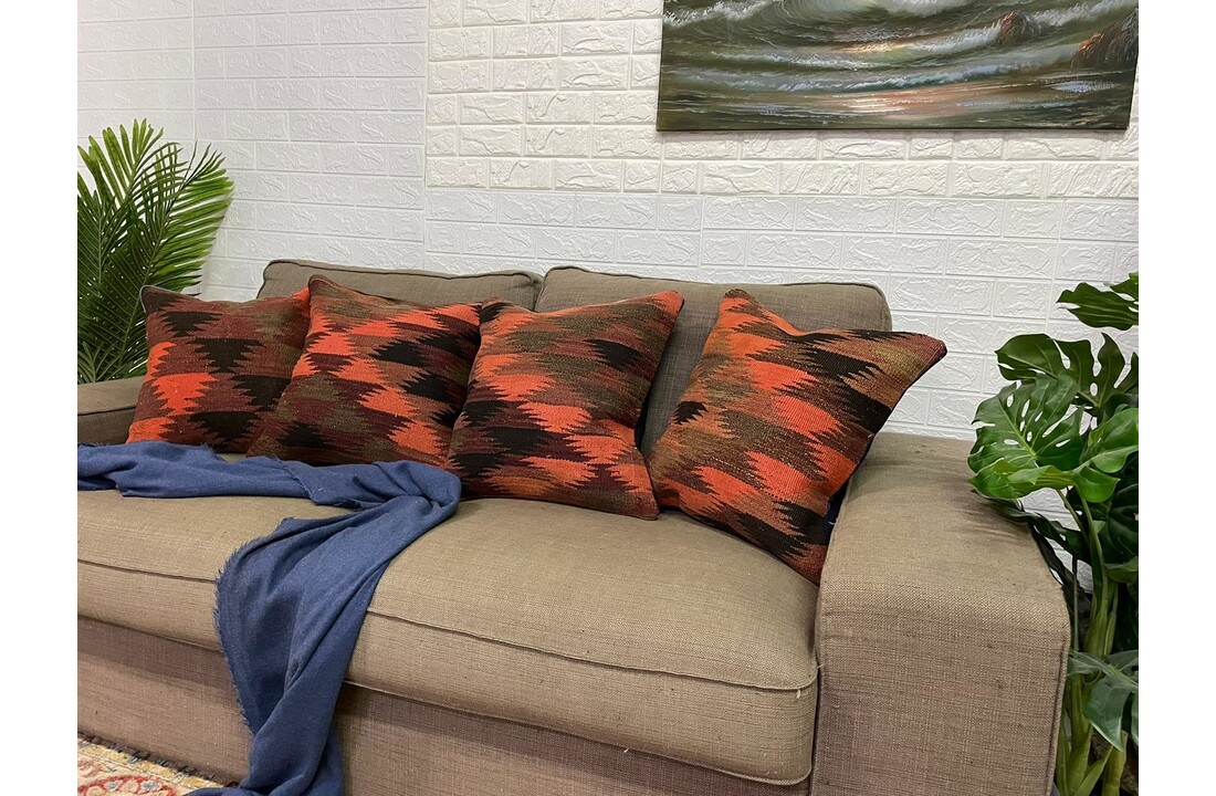 4x unike vintage kelim kussens met vulling ca 45x45 cm