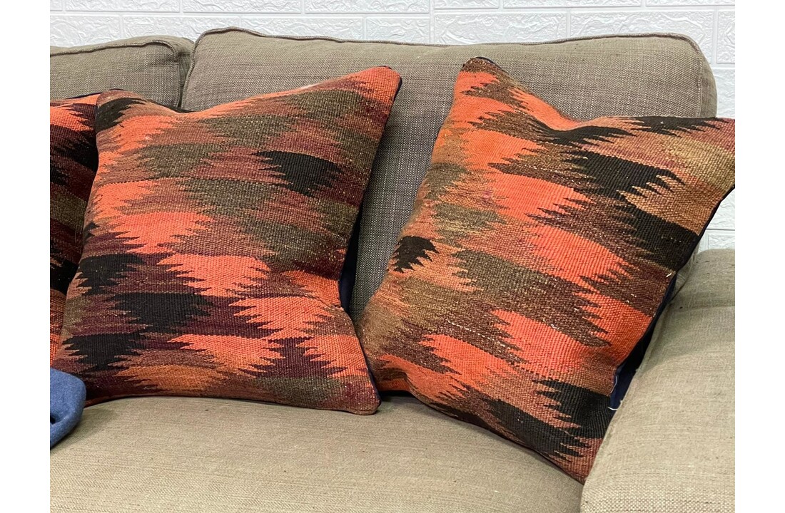 4x unike vintage kelim kussens met vulling ca 45x45 cm